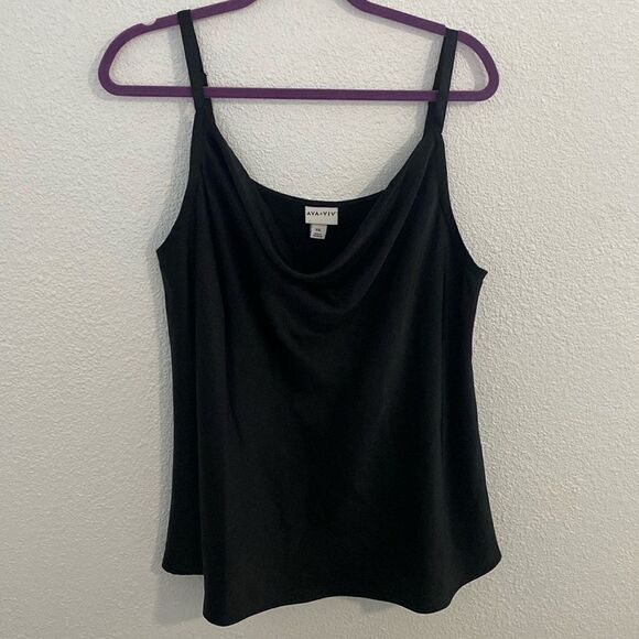 Ava and Viv -silky black Cowl neck tank -size XXL - Picture 1 of 6